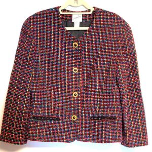 Vintage Jacqueline Ferrar Tweed Blazer Multicolor    Wool Blend Blazer Jacket 12